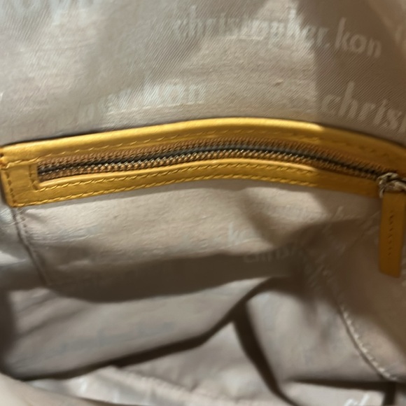 Handbag by Christopher Kon, Butterscotch leather. 15.5” w, 14.25” l, 1” d, - Picture 10 of 11